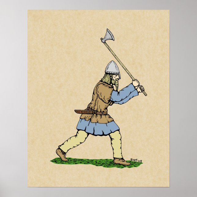 Póster Viking Warrior Wielding Broad-Ax (Frente)
