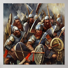 Póster Vikings Charging Into Battle