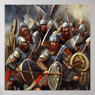 Póster Vikings Charging Into Battle