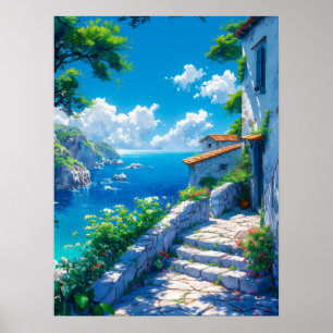 Póster Villa costera pacífica en verano