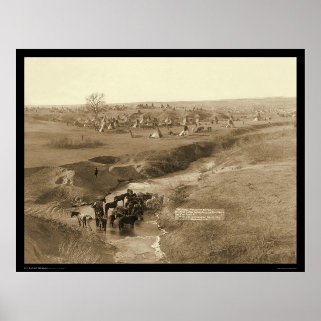 Póster Villa de BRule Indian Lakota Tipi Camp SD 1891 (Frente)