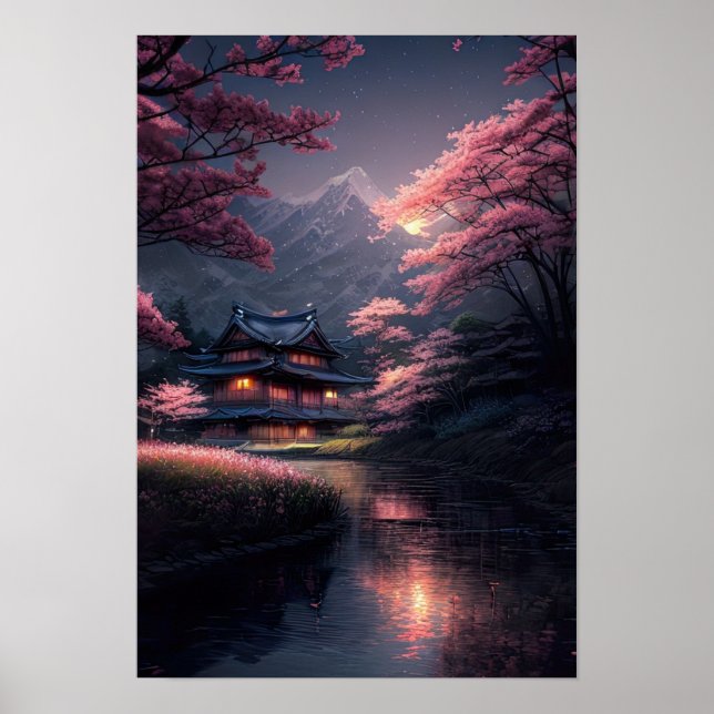 Póster Villa de montaña japonesa (Frente)