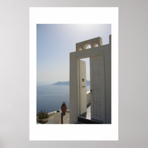 Póster Villa door in Santorini