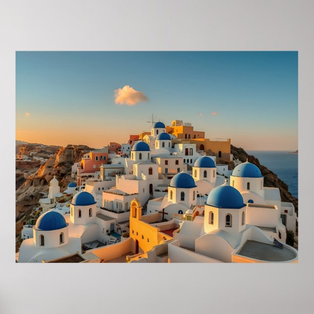 Póster Villa Pintoresca Oia Isla Griega Santorini (Frente)