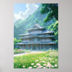Póster Villa tradicional en el campo japonés