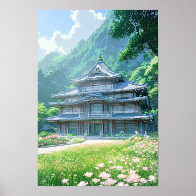 Póster Villa tradicional en el campo japonés (Frente)