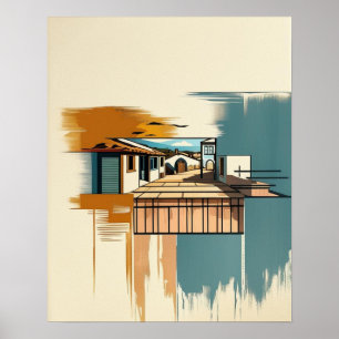 Póster Villa Vintage mediterránea