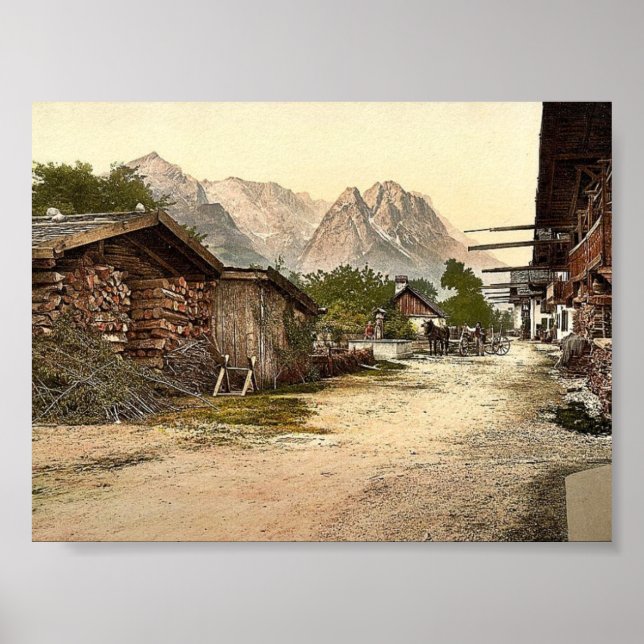 Póster Village street, Garmisch, Upper Bavaria, Germany c (Frente)
