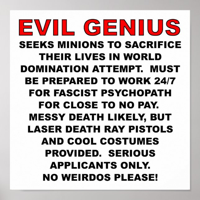 Póster Villain quiere un Poster gracioso (Frente)