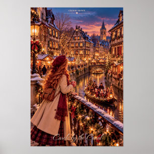 Póster Villancicos junto al canal Colmar Francia Navidad