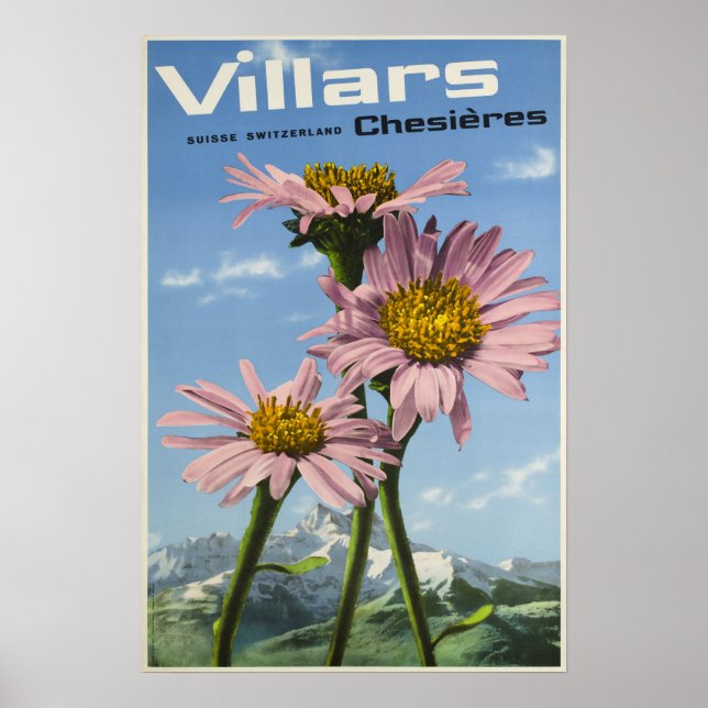 Póster Villars,Alpes suizos, Poster de esquí (Frente)