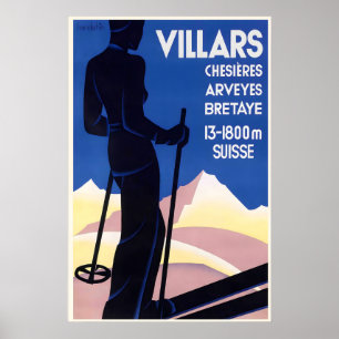 Póster Villars Chesieres Arveyes Bretaye Alpes Suizos
