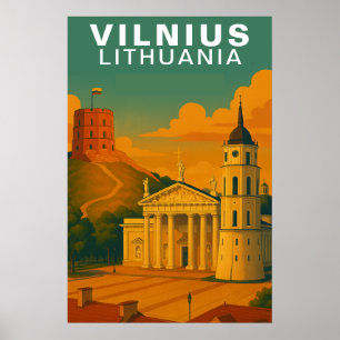 Póster Vilnius, Lituania Torre de ladrillo en la colina V