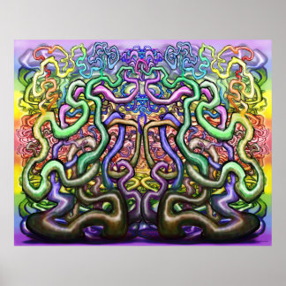 Póster Viñas torcidas abruman arcoiris