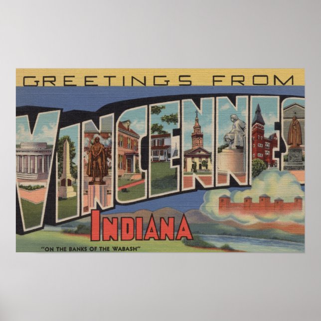 Póster Vincennes, Indiana - Escenas de letras grandes (Frente)