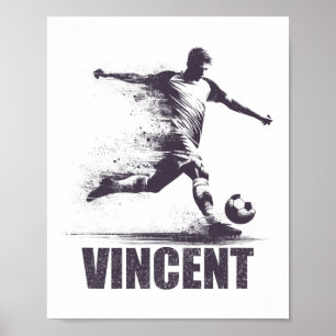 Póster Vincent Fútbol Chicos Personalizado Primer Nombre