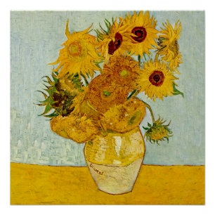 Póster Vincent Van Gogh 12 Girasoles Impresionista