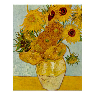 Póster Vincent Van Gogh 12 Girasoles Impresionista