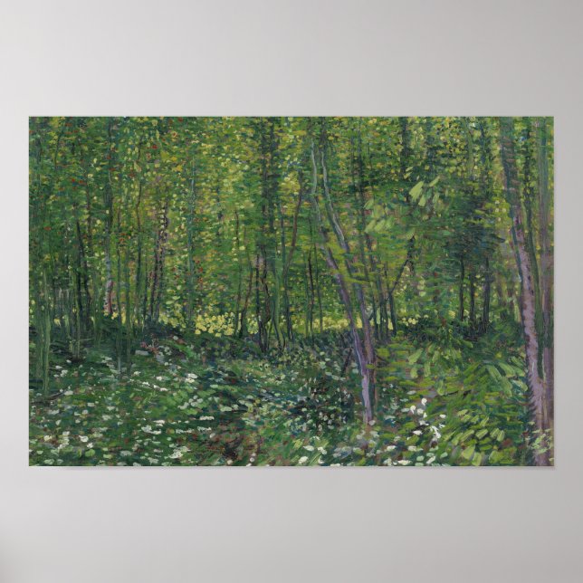 Póster Vincent van Gogh - Árboles y subcrecimiento (Frente)