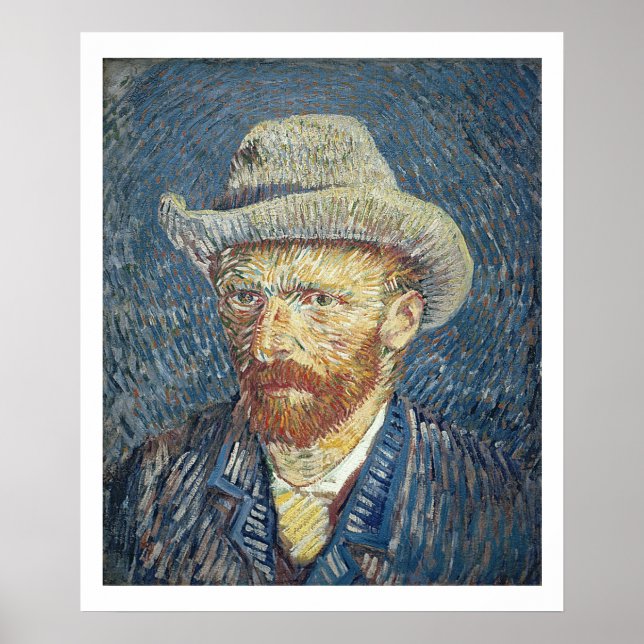 Póster Vincent van Gogh | Autoretrato con Gorra Felt (Frente)