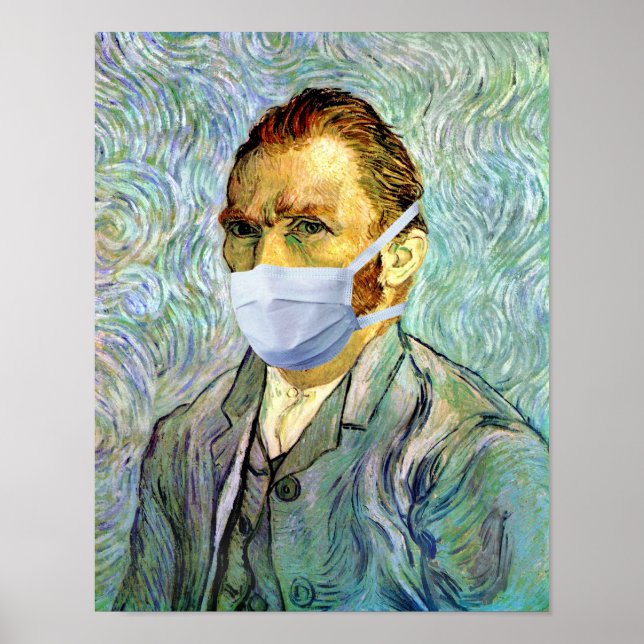 Póster Vincent Van Gogh Autoretrato Con Máscara (Frente)