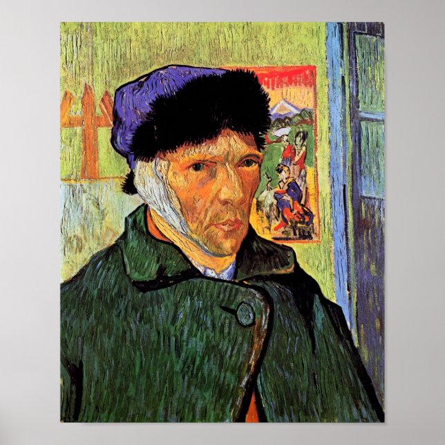 Póster Vincent Van Gogh - Autoretrato Con Oreja Envenenad (Frente)