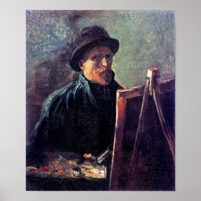 Póster Vincent Van Gogh - Autorretrato con sombrero de fi (Frente)