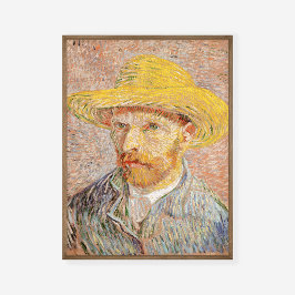 Póster Vincent van Gogh autorretrato Gorra de paja rosado