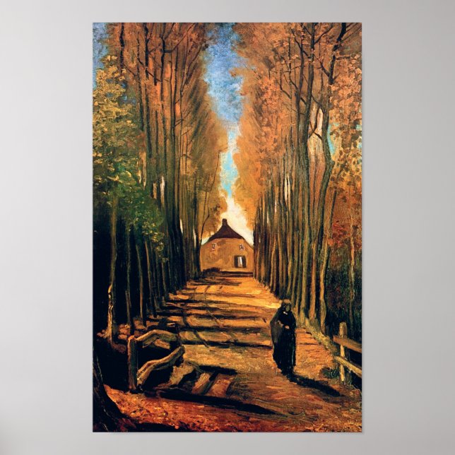 Póster Vincent Van Gogh - Avenida de álamos en otoño (Frente)