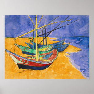 Póster Vincent van Gogh Barcos de pesca en la playa