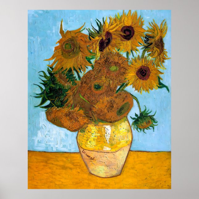 Póster Vincent van Gogh, Base con doce girasoles (Frente)