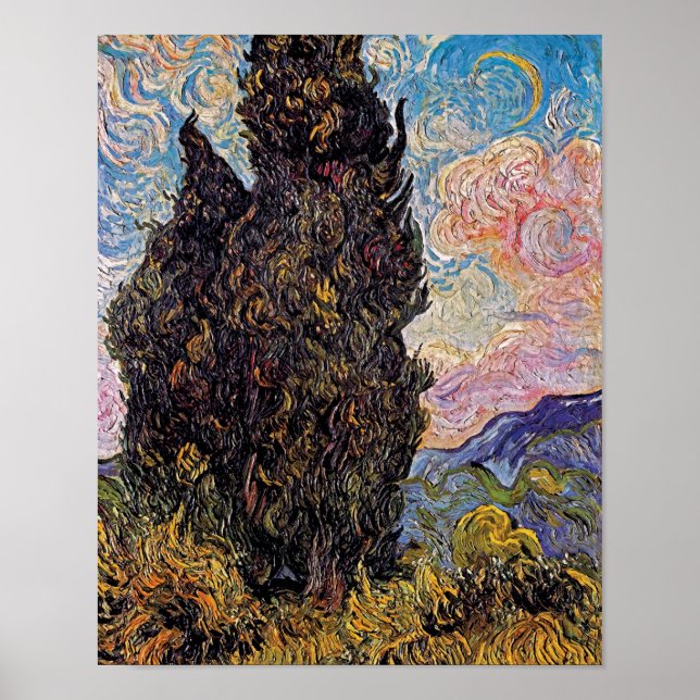 Póster Vincent Van Gogh - Bella Artes de Cypresses Lover (Frente)