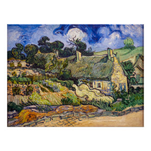 Póster Vincent Van Gogh - Cabañas con Tejado en Cordevill