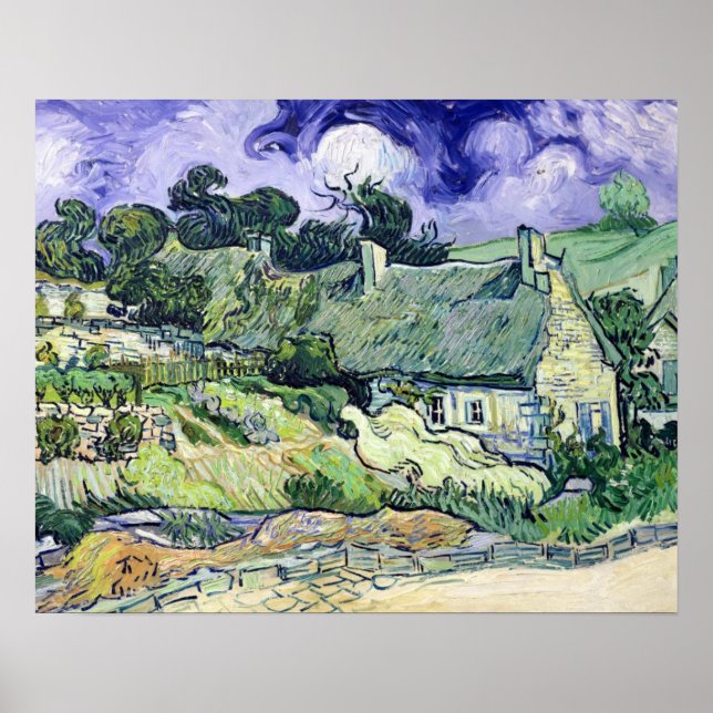 Póster Vincent van Gogh | Cabañas de paja en Cordeville (Frente)