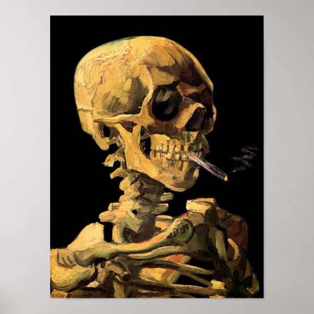 Póster Vincent Van Gogh - Calavera con cigarrillo encendi (Frente)