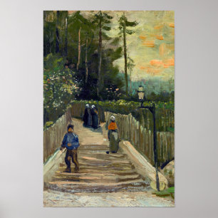 Póster Vincent van Gogh - Camino inclinado en Montmartre