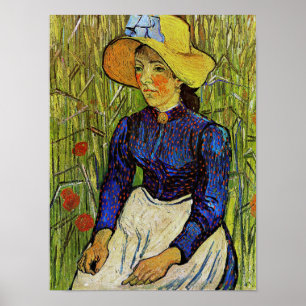 Póster Vincent van Gogh - Campesina con sombrero de paja