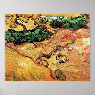 Póster Vincent Van Gogh - Campo Con Dos Conejos Bella Art