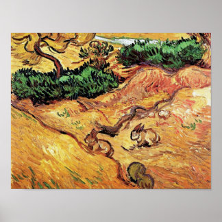 Póster Vincent Van Gogh - Campo Con Dos Conejos Bella Art