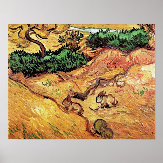 Póster Vincent Van Gogh - Campo Con Dos Conejos Bella Art (Frente)