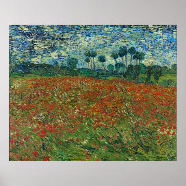 Póster Vincent van Gogh - Campo de amapolas (Frente)