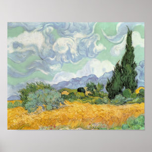Póster Vincent van Gogh Campo de rueda con cipreses, 18