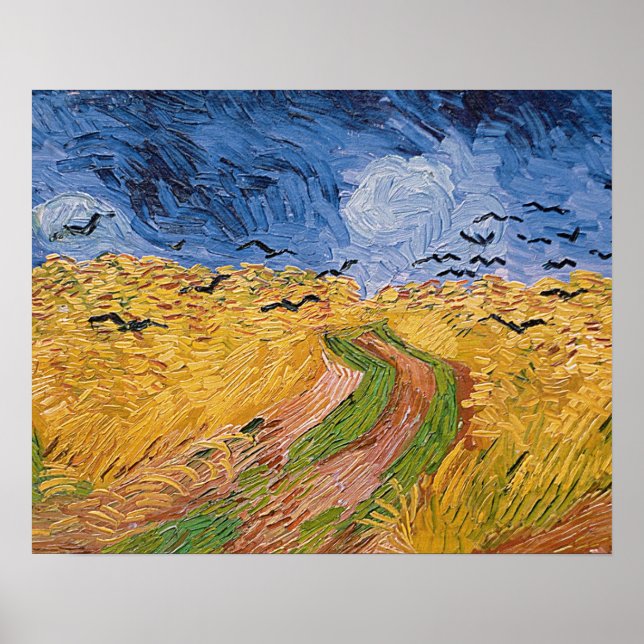Póster Vincent van Gogh | Campo de rueda con cuervos, 189 (Frente)