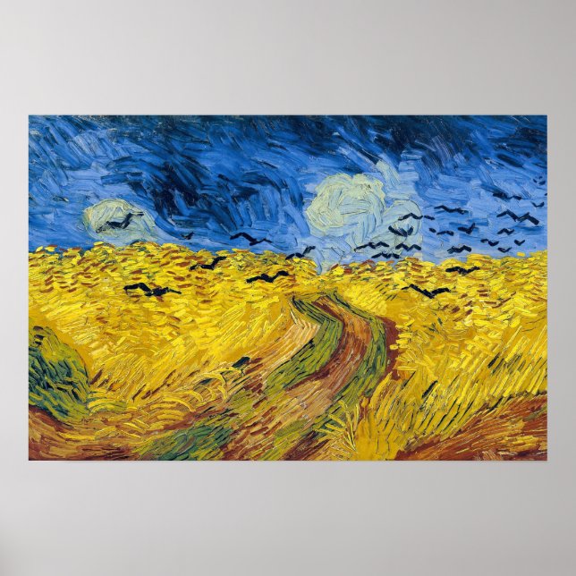 Póster Vincent van Gogh - Campo de trigo con cuervos (Frente)