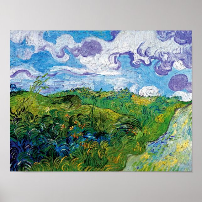Póster Vincent Van Gogh - Campos De Trigo Verde En Auvers (Frente)