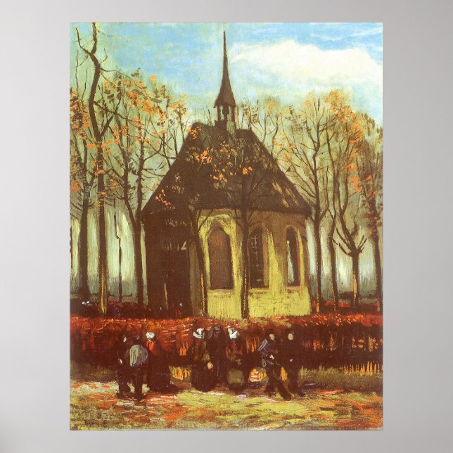 Póster Vincent van Gogh - Capilla de Nuenen, asistentes a (Frente)