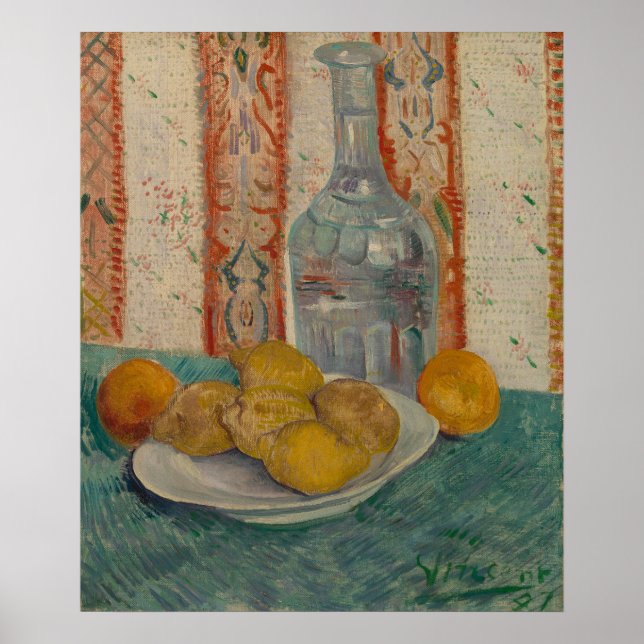 Póster Vincent van Gogh Carafe y Dish con cítricos (Frente)