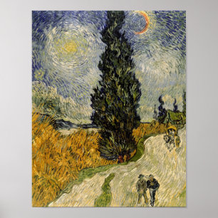 Póster Vincent van Gogh Carretera con cipreses, 1890