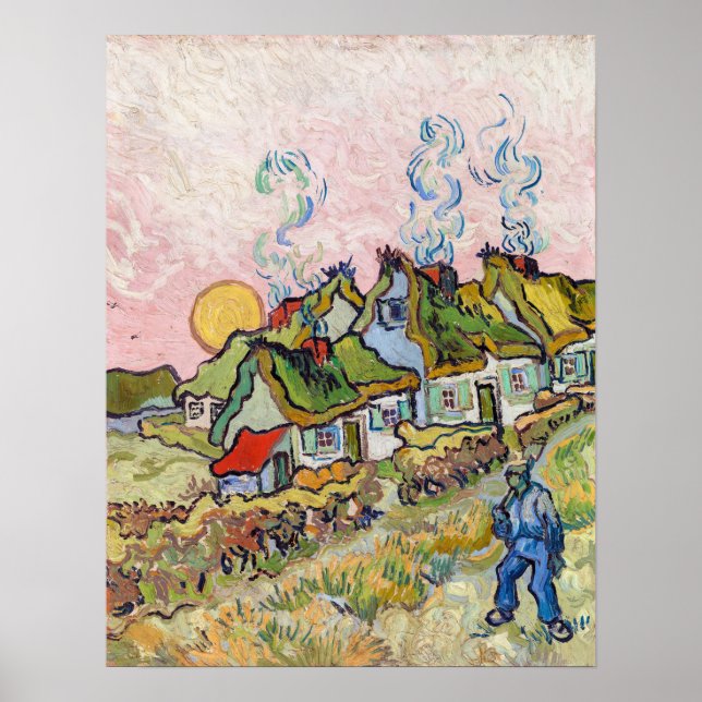 Póster Vincent van Gogh - Casas y Figura (Frente)