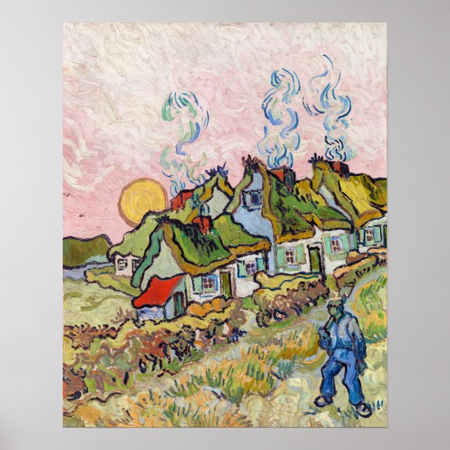 Póster Vincent van Gogh - Casas y Figura (Frente)